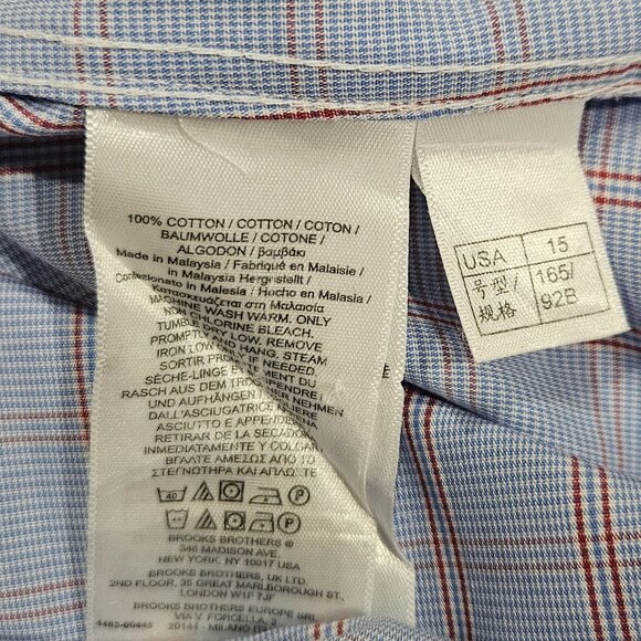Brooks Brothers Regent Blue Check Dress Shirt 15-33 Supima Cotton - Picture 7 of 7